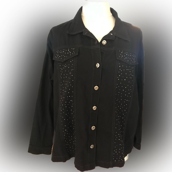 Quaker Factory Women’s Western Style Rhinestone Long Sleeve Shirt Size Large - Picture 1 of 6